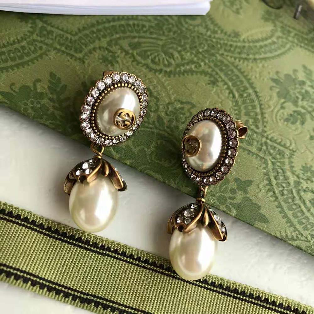 Gucci Women Interlocking G Pearl Earrings (6)