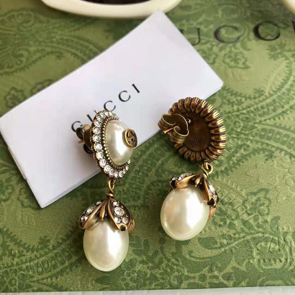 Gucci Women Interlocking G Pearl Earrings (7)
