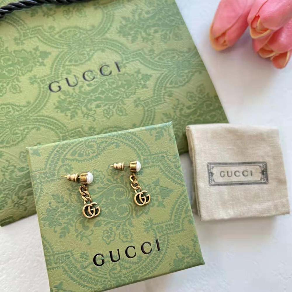 Gucci Women Pearl Double G Earrings (2)