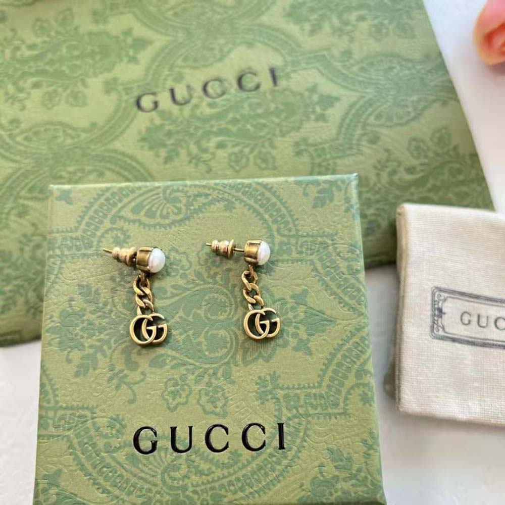 Gucci Women Pearl Double G Earrings (4)