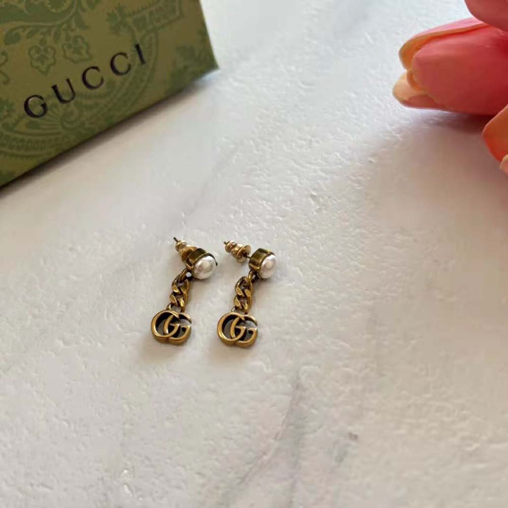 Gucci Women Pearl Double G Earrings (6)