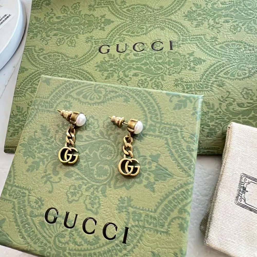 Gucci Women Pearl Double G Earrings (7)