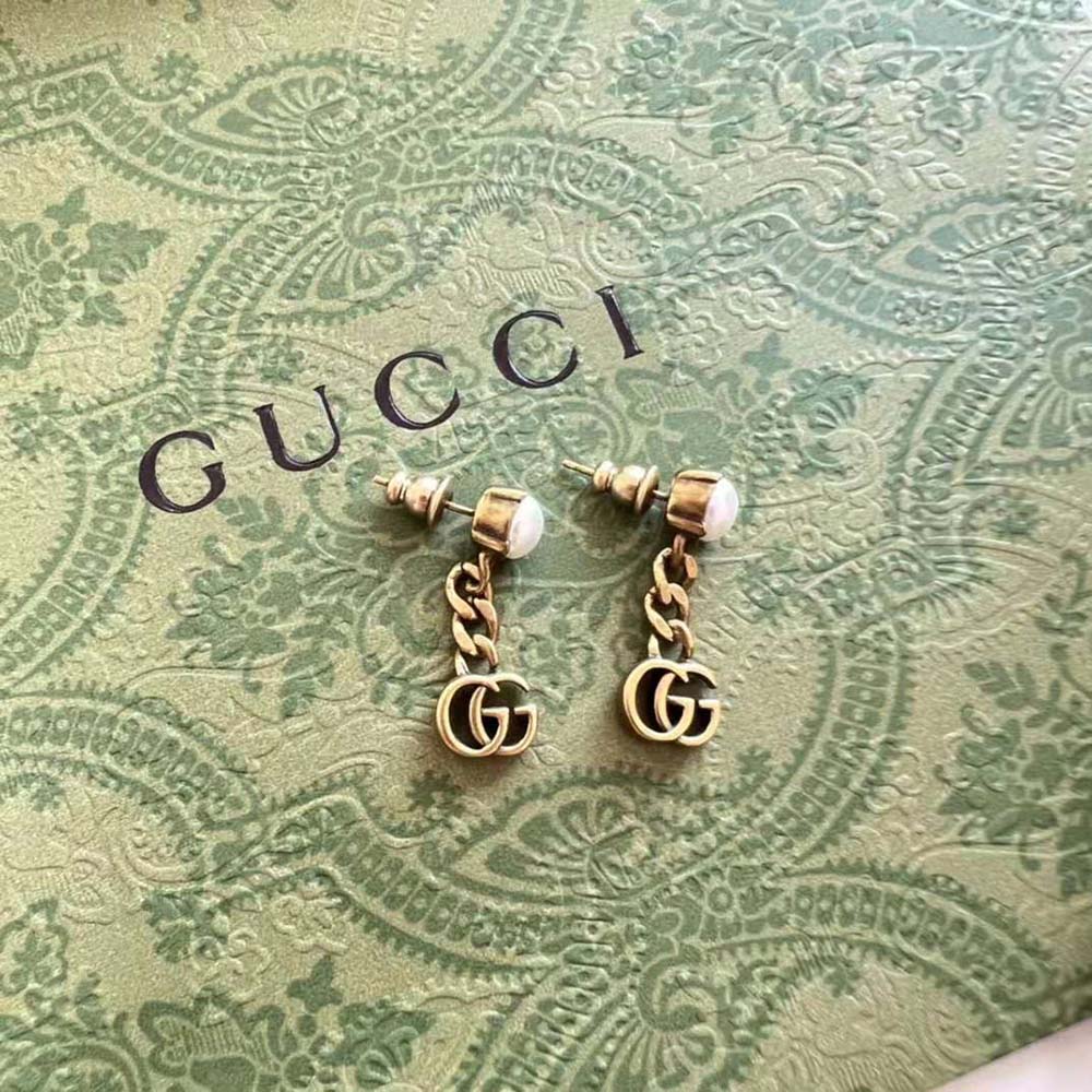 Gucci Women Pearl Double G Earrings (8)