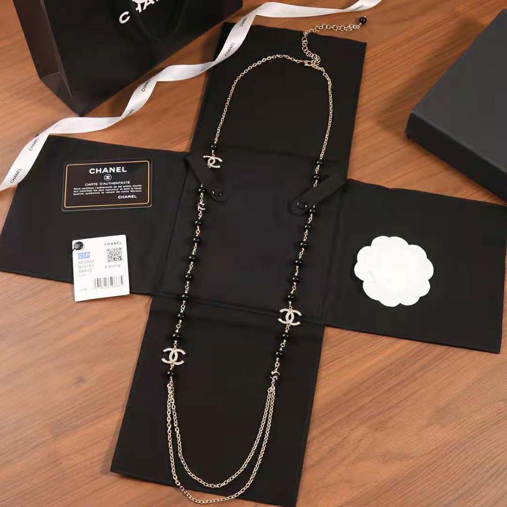 Chanel Women Long Necklace in Metal Glass Pearls and Strass (4)
