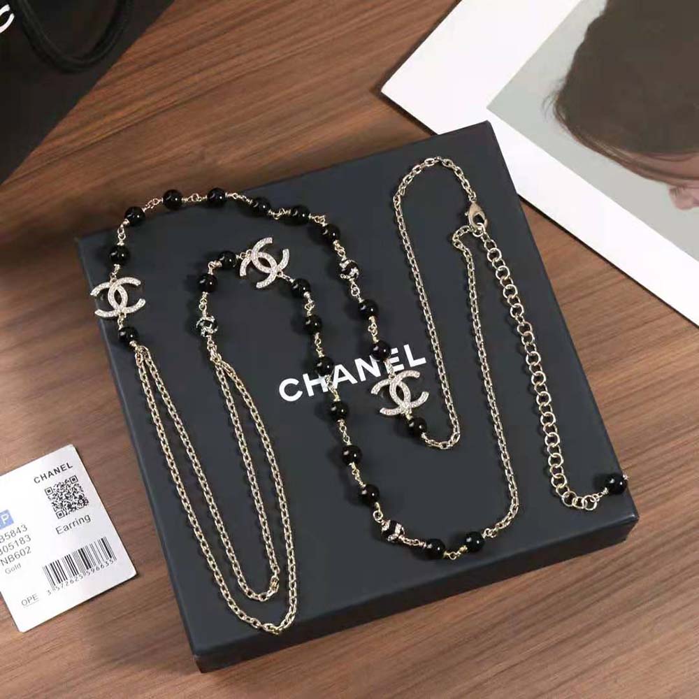 Chanel Women Long Necklace in Metal Glass Pearls and Strass (7)