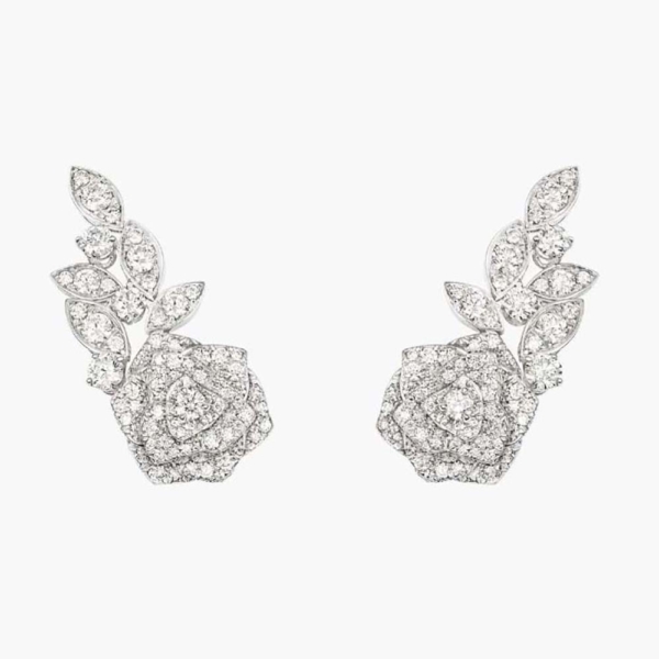 Piaget Women Piaget Rose Earrings in Rhodium Finish 18K White Gold (1)