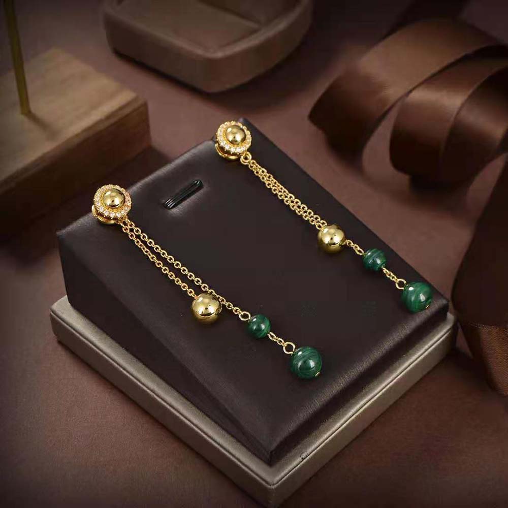 Piaget Women Possession Earrings in 18K Rose Gold-Green (4)
