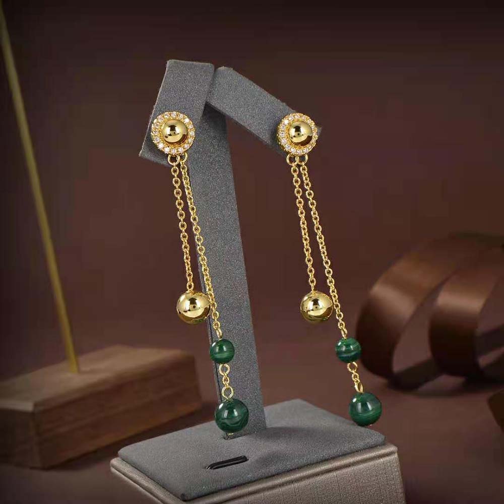Piaget Women Possession Earrings in 18K Rose Gold-Green (6)