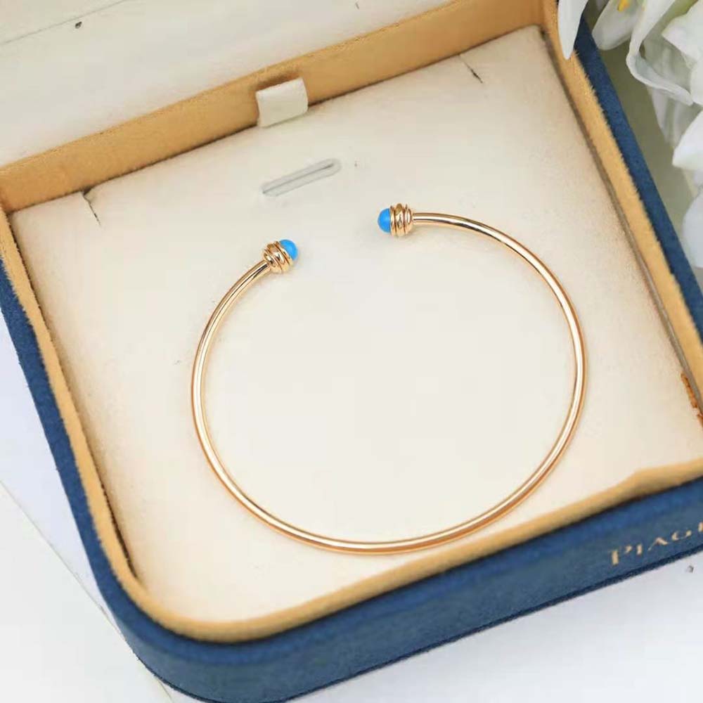 Piaget Women Possession Open Bangle Bracelet in 18K Rose Gold-Blue (3)