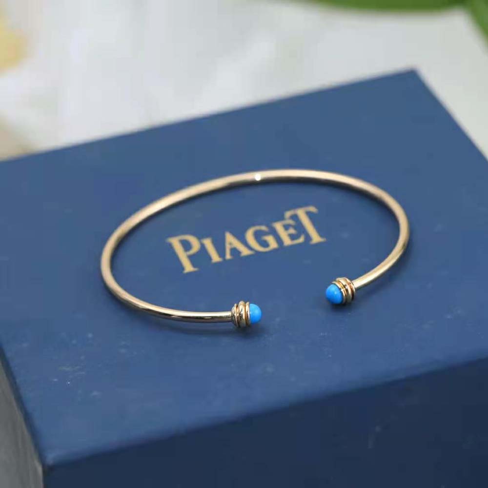 Piaget Women Possession Open Bangle Bracelet in 18K Rose Gold-Blue (5)