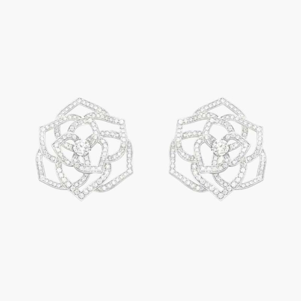 Piaget Women Rose Earrings in Rhodium Finish 18K White Gold (1)
