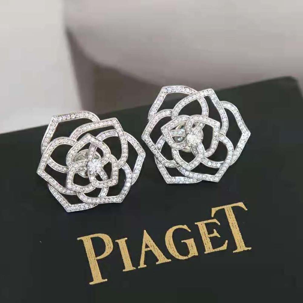 Piaget Women Rose Earrings in Rhodium Finish 18K White Gold (6)
