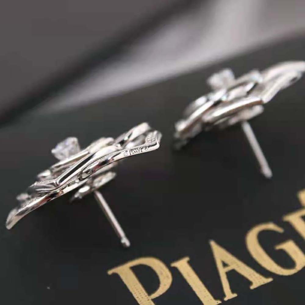 Piaget Women Rose Earrings in Rhodium Finish 18K White Gold (7)