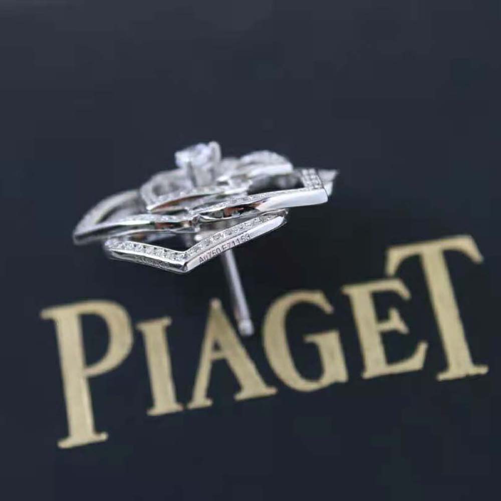 Piaget Women Rose Earrings in Rhodium Finish 18K White Gold (8)