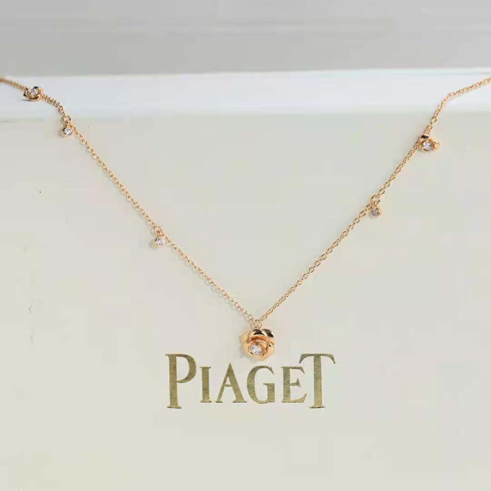 Piaget Women Rose Necklace in Rhodium Finish 18K Rose Gold (3)