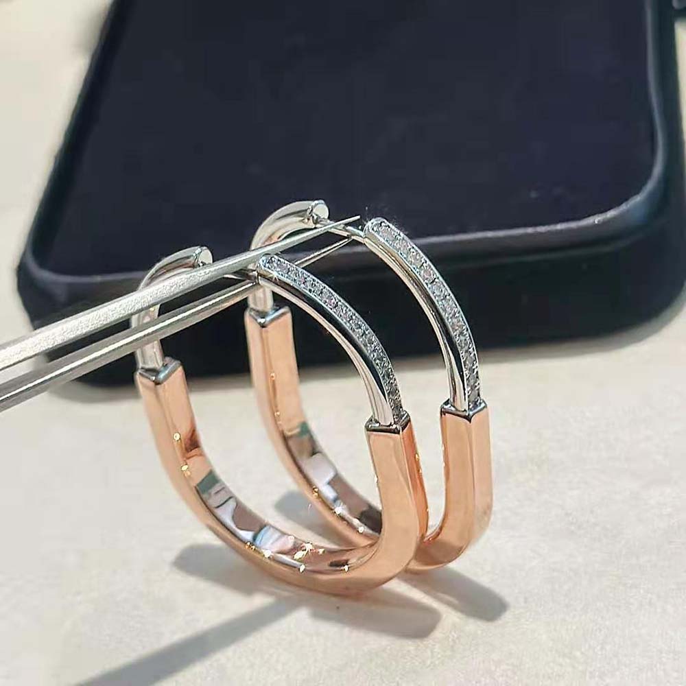 Tiffany Lock Earrings in Rose and White Gold with Diamonds (6)