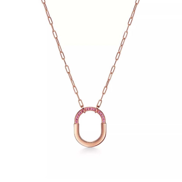 Tiffany Lock ROSÉ Edition Medium Pendant in Rose Gold with Pink Sapphires (1)