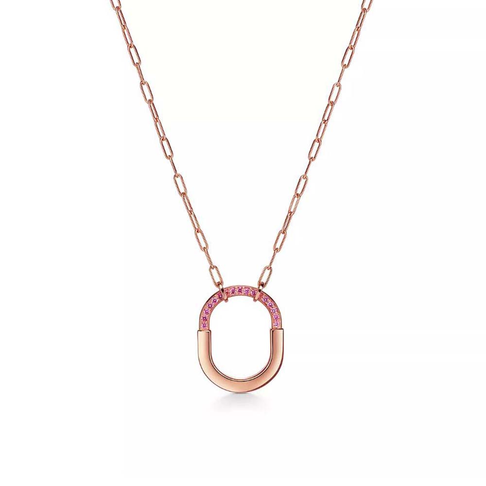 Tiffany Lock ROSÉ Edition Medium Pendant in Rose Gold with Pink Sapphires