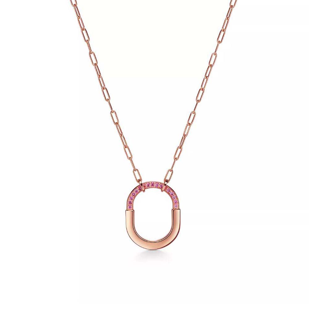 Tiffany Lock ROSÉ Edition Medium Pendant in Rose Gold with Pink Sapphires (1)