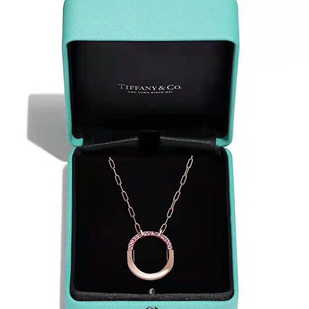 Tiffany Lock ROSÉ Edition Medium Pendant in Rose Gold with Pink Sapphires (2)