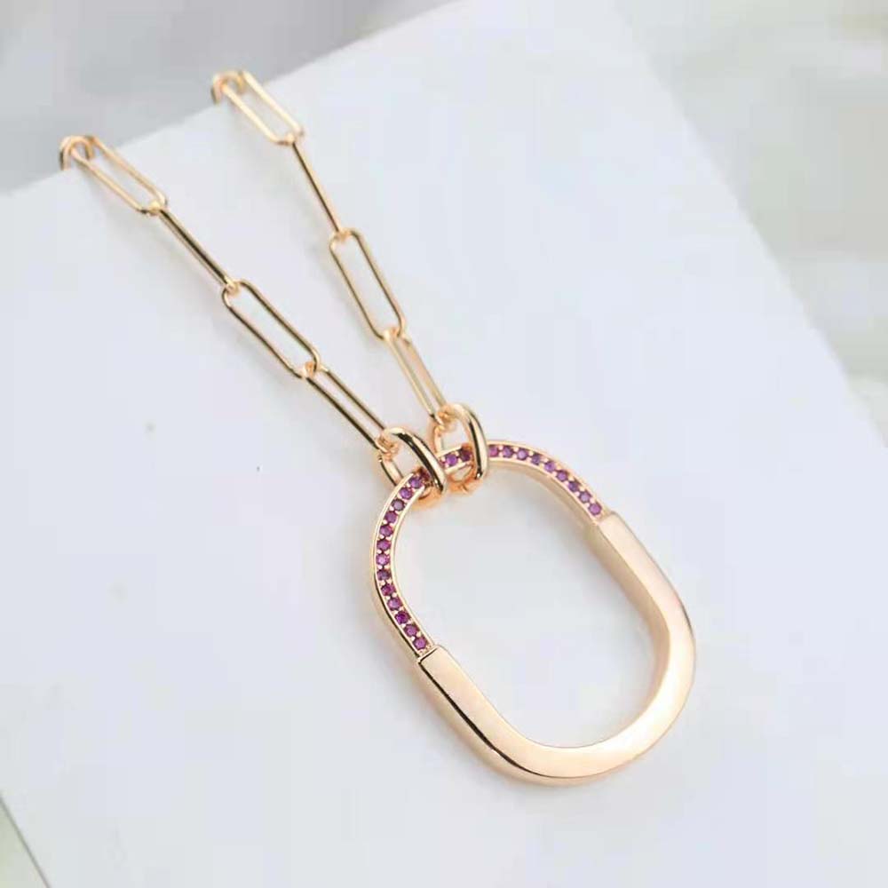 Tiffany Lock ROSÉ Edition Medium Pendant in Rose Gold with Pink Sapphires (3)