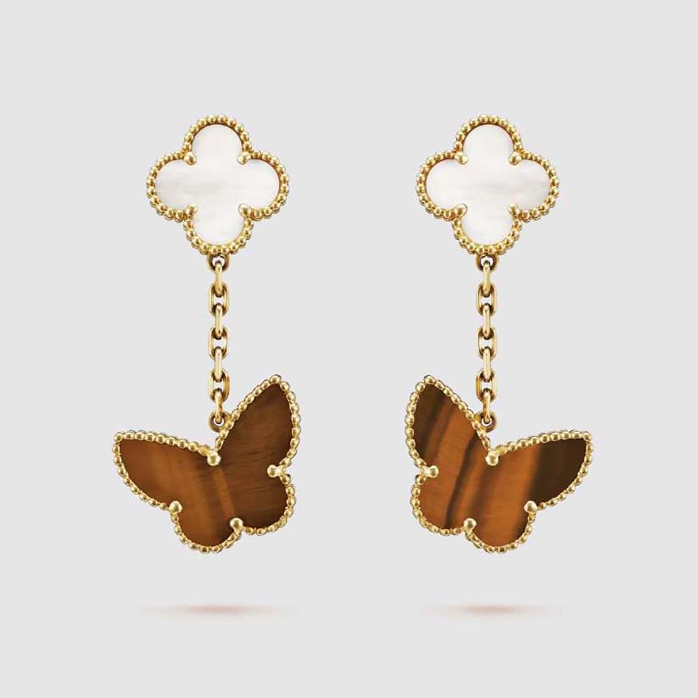 Van Cleef & Arpels Lady Lucky Alhambra Earrings 2 Motifs in 18K Yellow Gold (1)