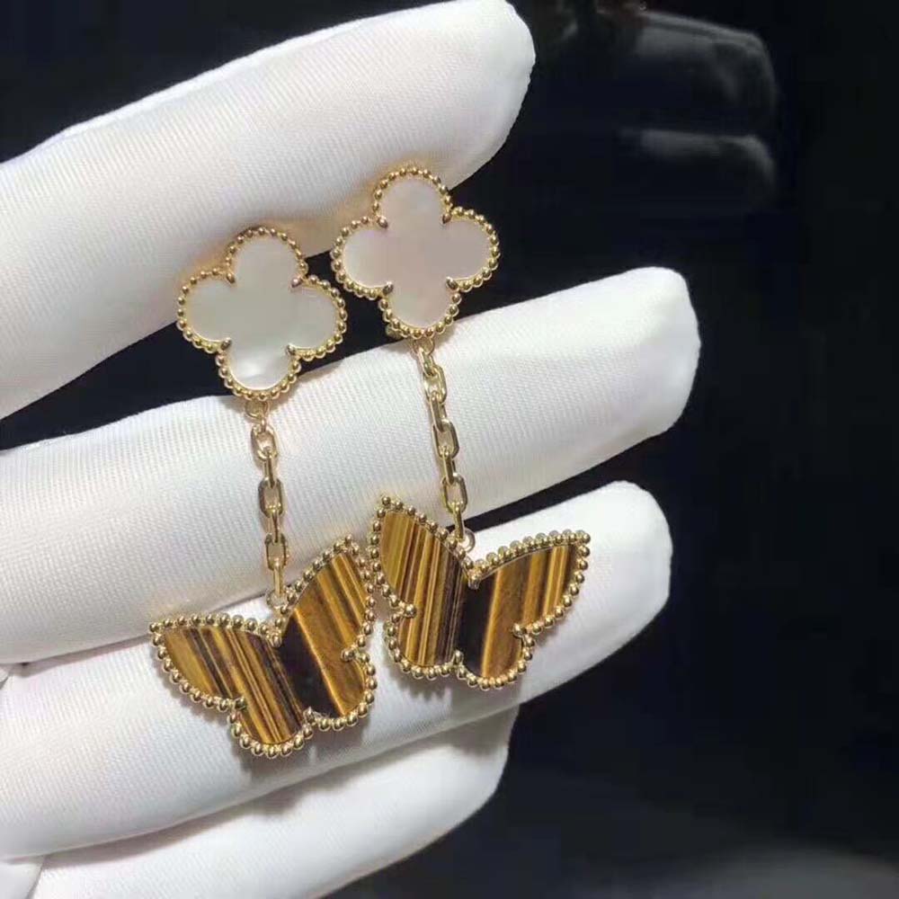 Van Cleef & Arpels Lady Lucky Alhambra Earrings 2 Motifs in 18K Yellow Gold (3)