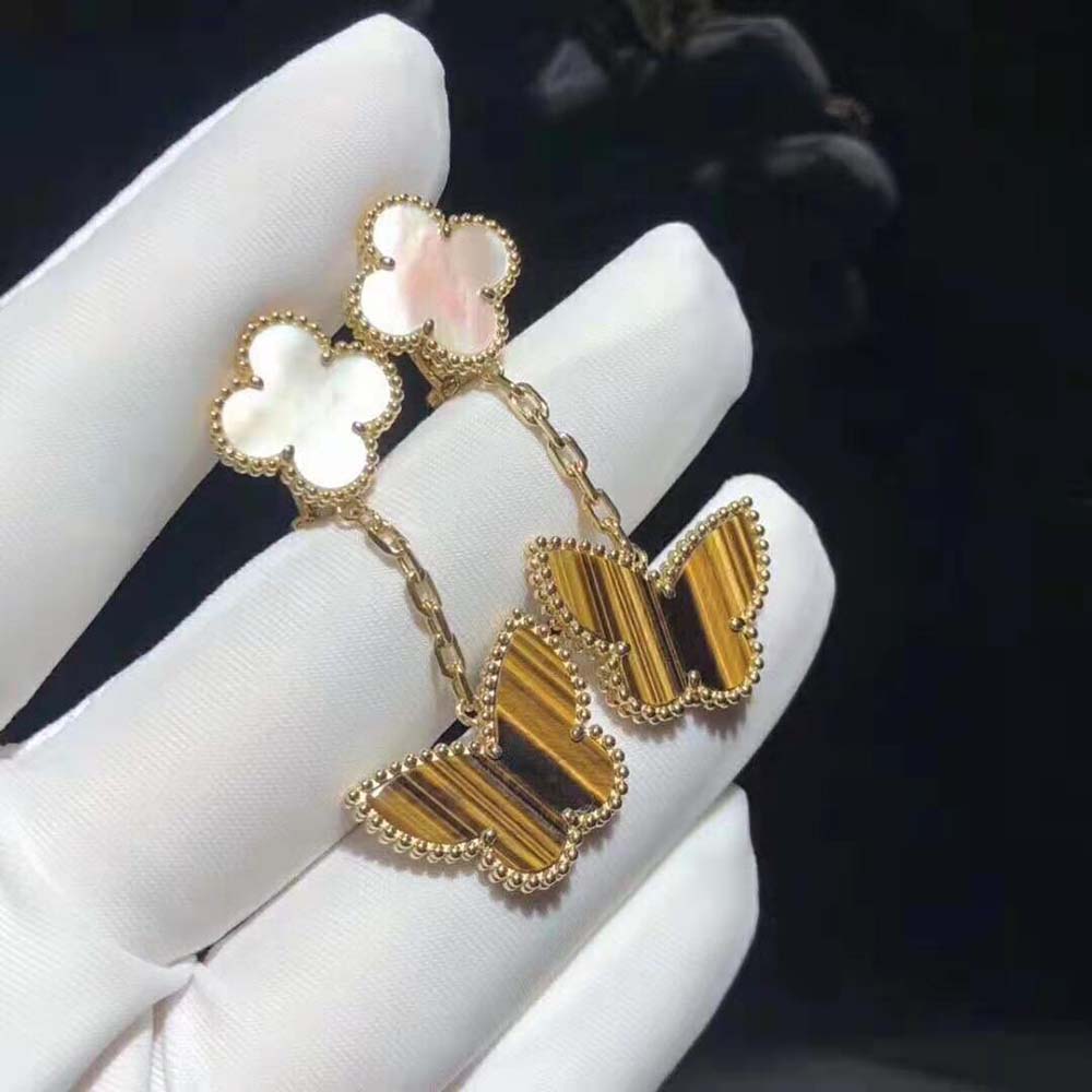 Van Cleef & Arpels Lady Lucky Alhambra Earrings 2 Motifs in 18K Yellow Gold (4)