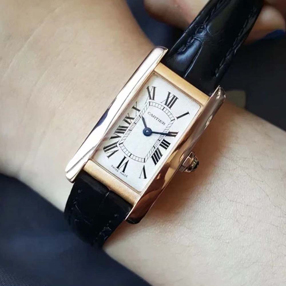 Cartier Men Tank Américaine Watch Large Model Mechanical Movement in Rose Gold (8)