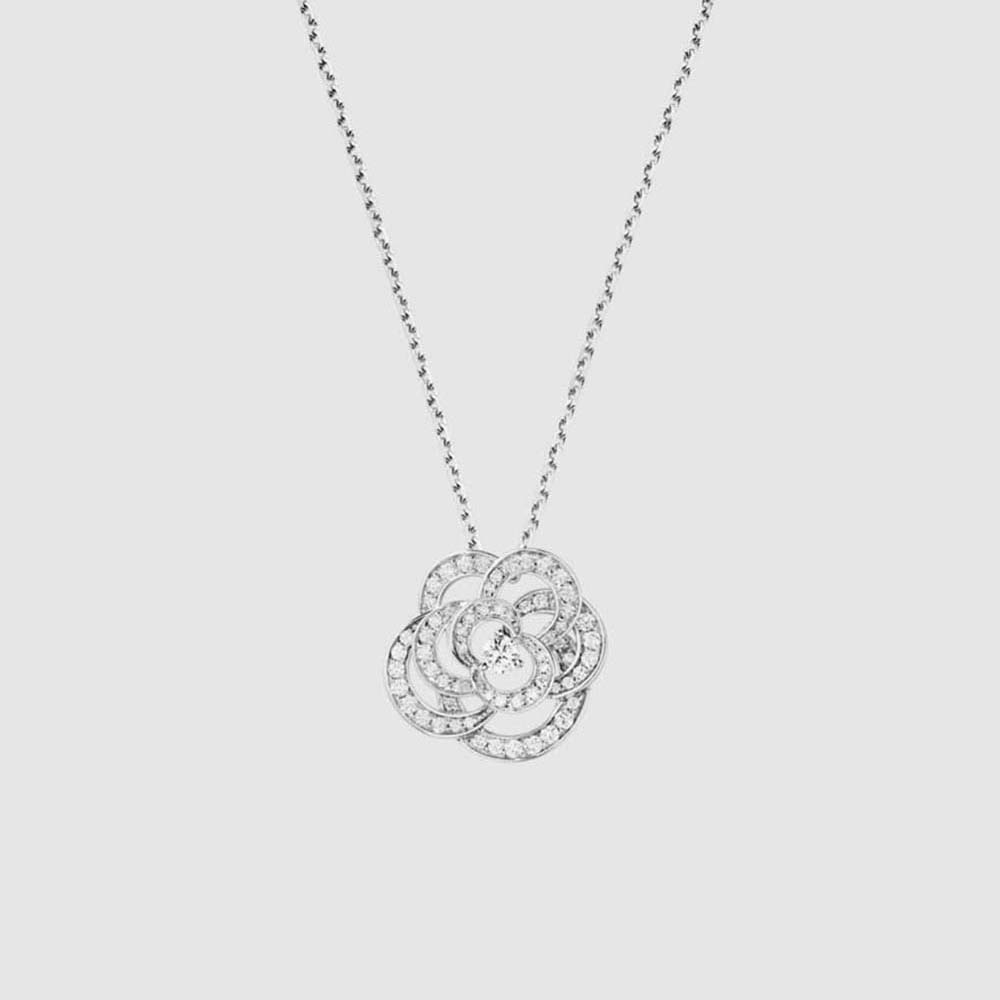 Chanel Women Fil De Camélia Necklace in 18K White Gold
