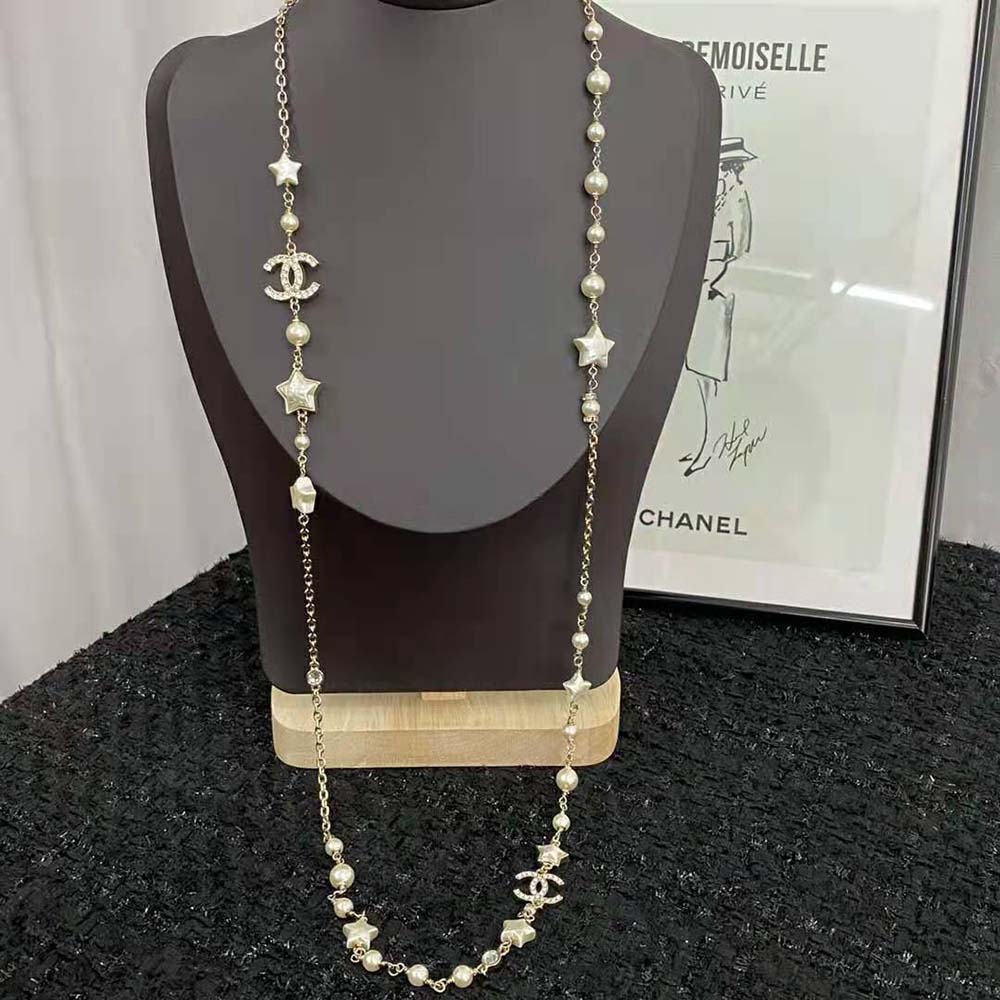 Chanel Women Long Necklace in Metal Resin Glass Pearls and Strass (3)