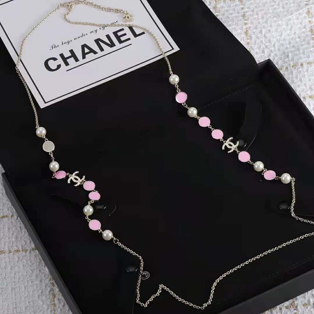 Chanel Women Long Necklace in Metal and Glass Pearls (5)