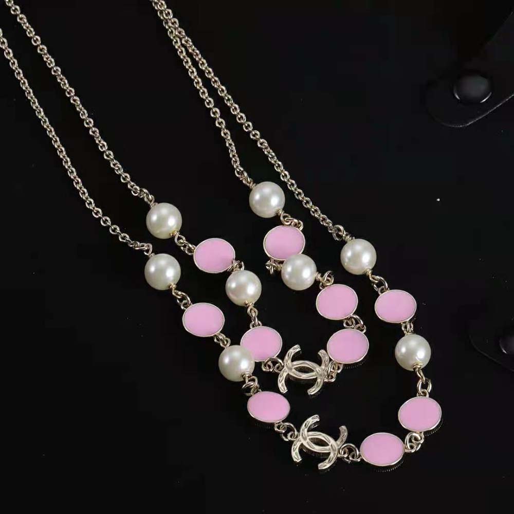 Chanel Women Long Necklace in Metal and Glass Pearls (7)