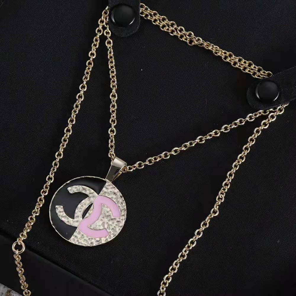 Chanel Women Pendant Necklace in Metal-Black and Pink (6)