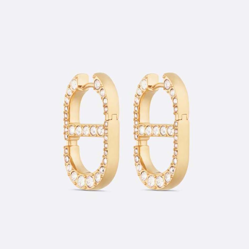 Dior Women 30 Montaigne Earrings Gold-Finish Metal and Silver-Tone Crystals (1)