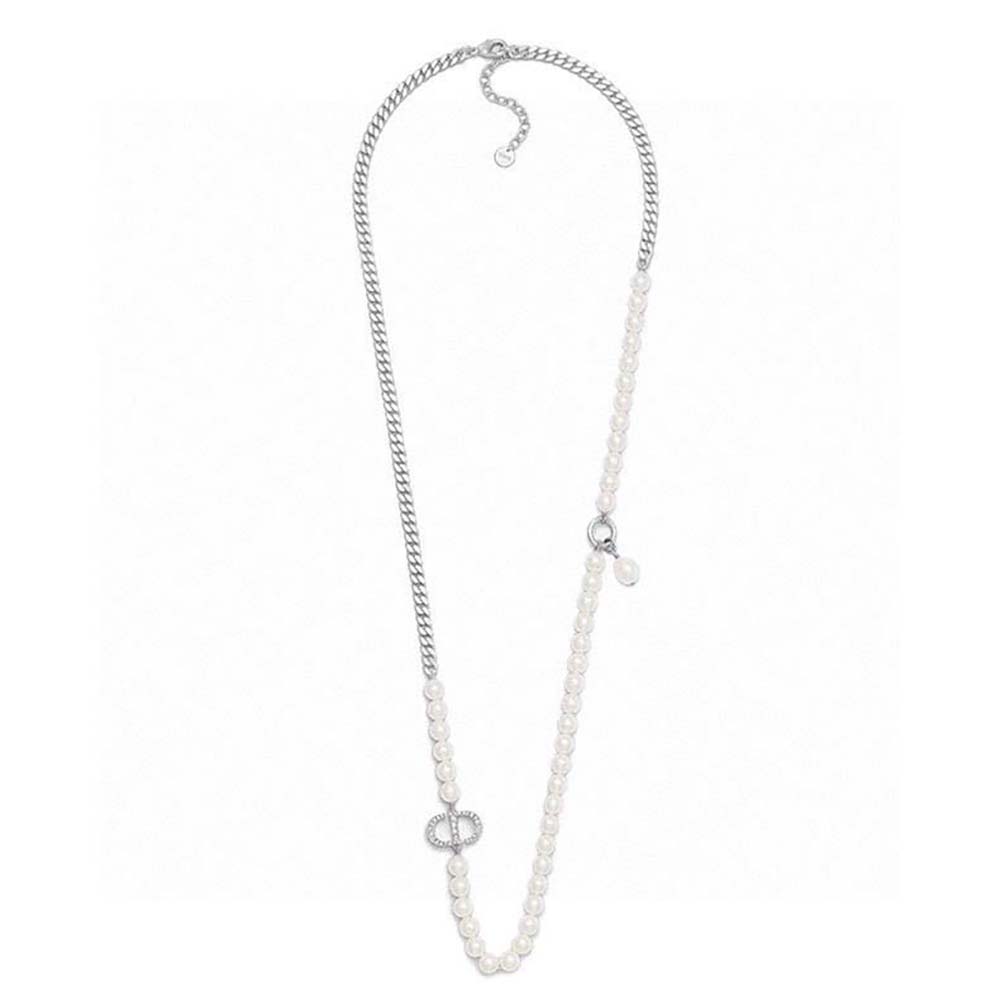 Dior Women 30 Montaigne Long Necklace Silver-Finish Metal and Silver-Tone Crystals (2)