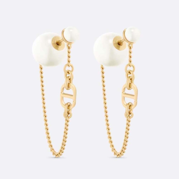 Dior Women 30 Tribales Earrings Gold-Finish Metal and White Resin Pearls (1)