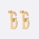 Dior Women CD Lock Earrings Gold-Finish Metal and Silver-Tone Crystals