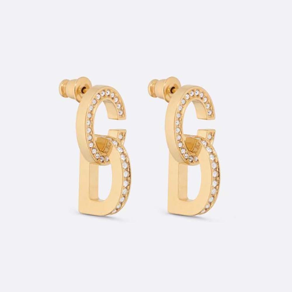 Dior Women CD Lock Earrings Gold-Finish Metal and Silver-Tone Crystals (1)
