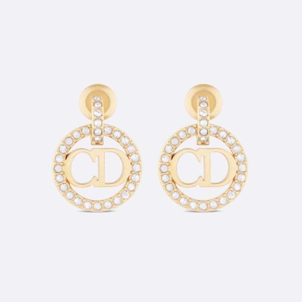Dior Women Clair D Lune Earrings Gold-Finish Metal and Silver-Tone Crystals (1)