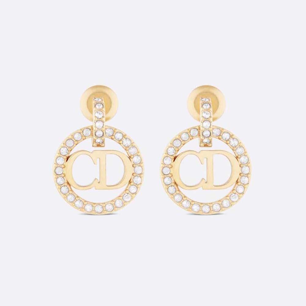 Dior Women Clair D Lune Earrings Gold-Finish Metal and Silver-Tone Crystals