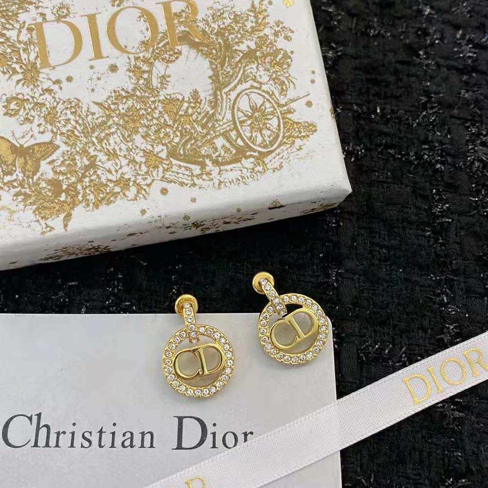 Dior Women Clair D Lune Earrings Gold-Finish Metal and Silver-Tone Crystals (4)