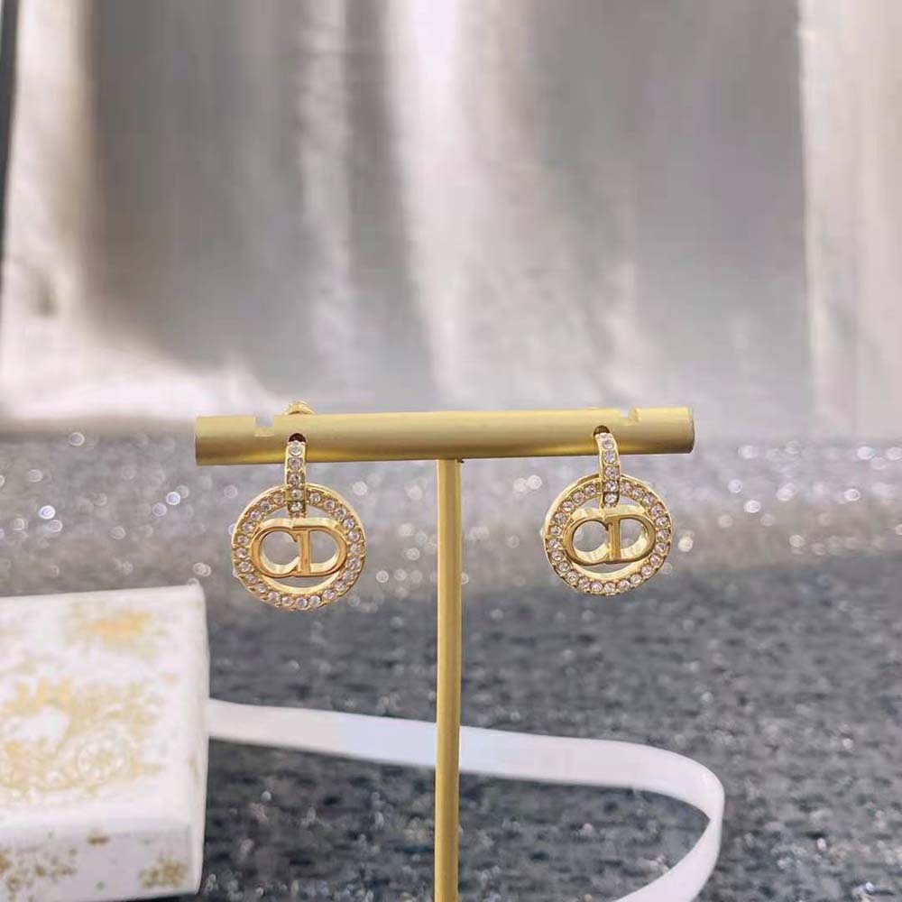 Dior Women Clair D Lune Earrings Gold-Finish Metal and Silver-Tone Crystals (5)