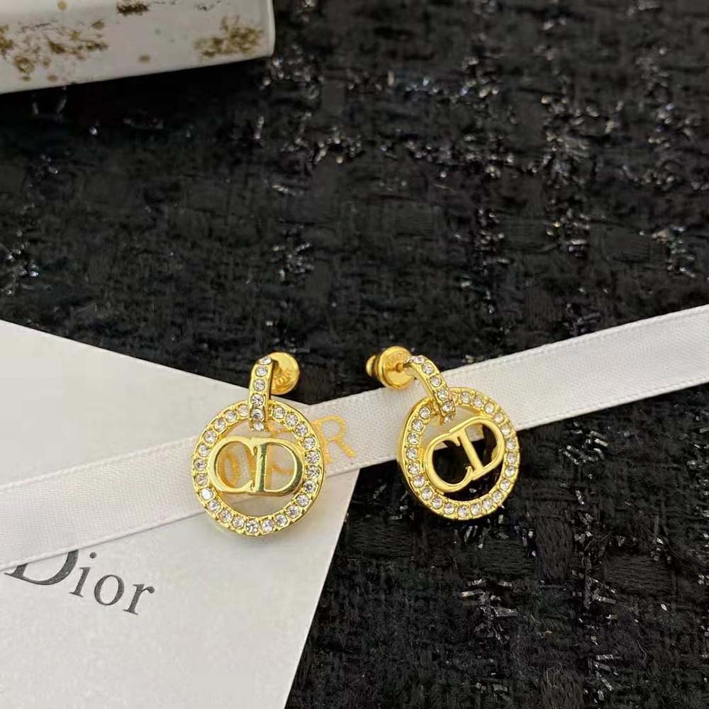 Dior Women Clair D Lune Earrings Gold-Finish Metal and Silver-Tone Crystals (6)