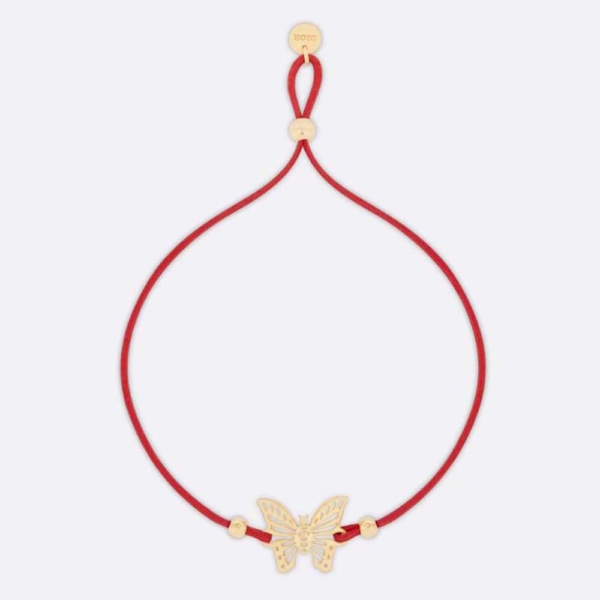Dior Women Diorelita Bracelet Gold-Finish Metal and Red Cotton (1)