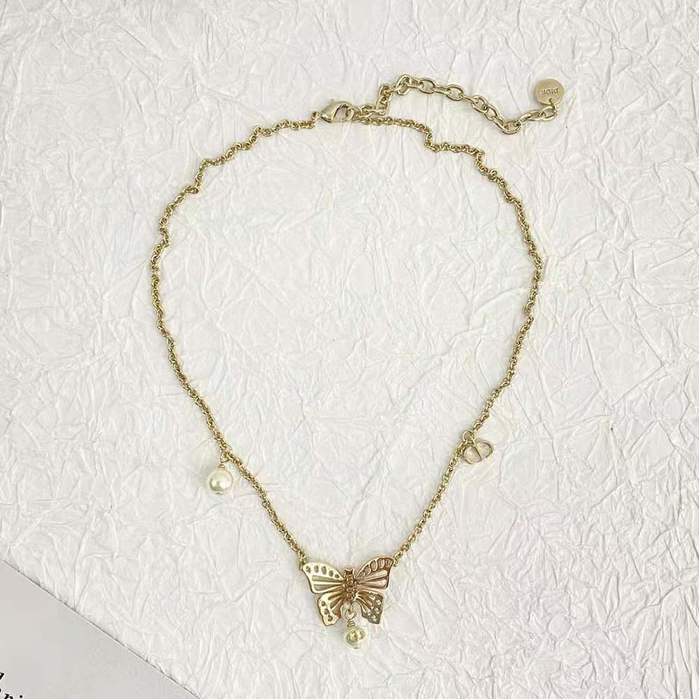 Dior Women Métamorphose Necklace Gold-Finish Metal and White Resin Pearls (8)