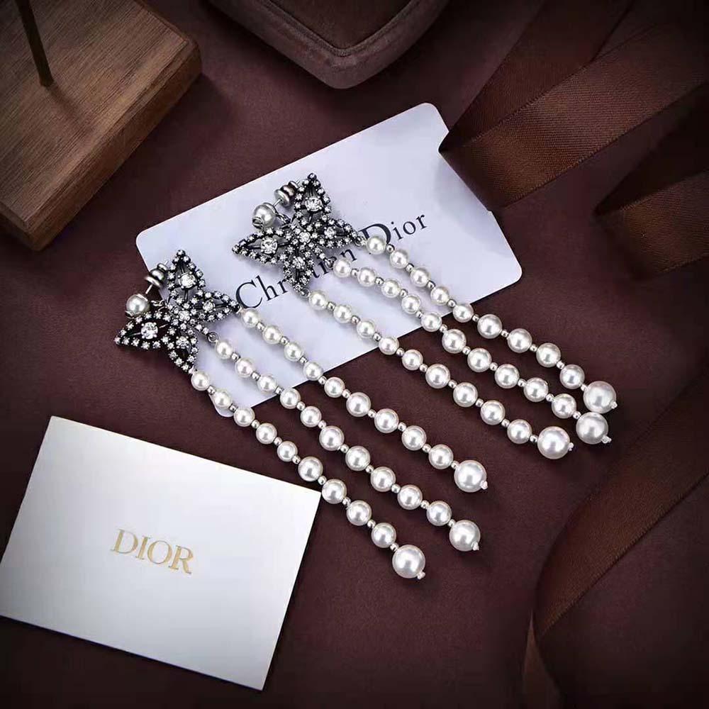Dior Women Papillon De Nuit Earrings Antique Silver-Finish Metal (2)