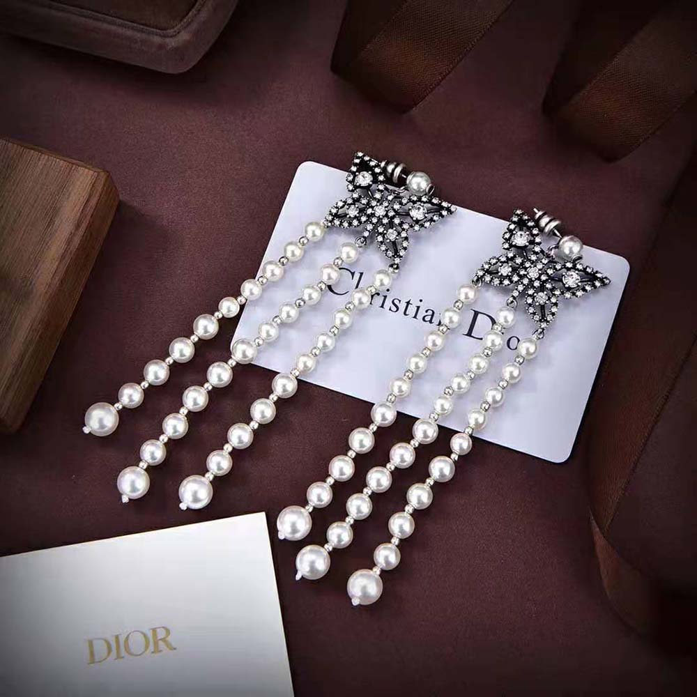 Dior Women Papillon De Nuit Earrings Antique Silver-Finish Metal (5)