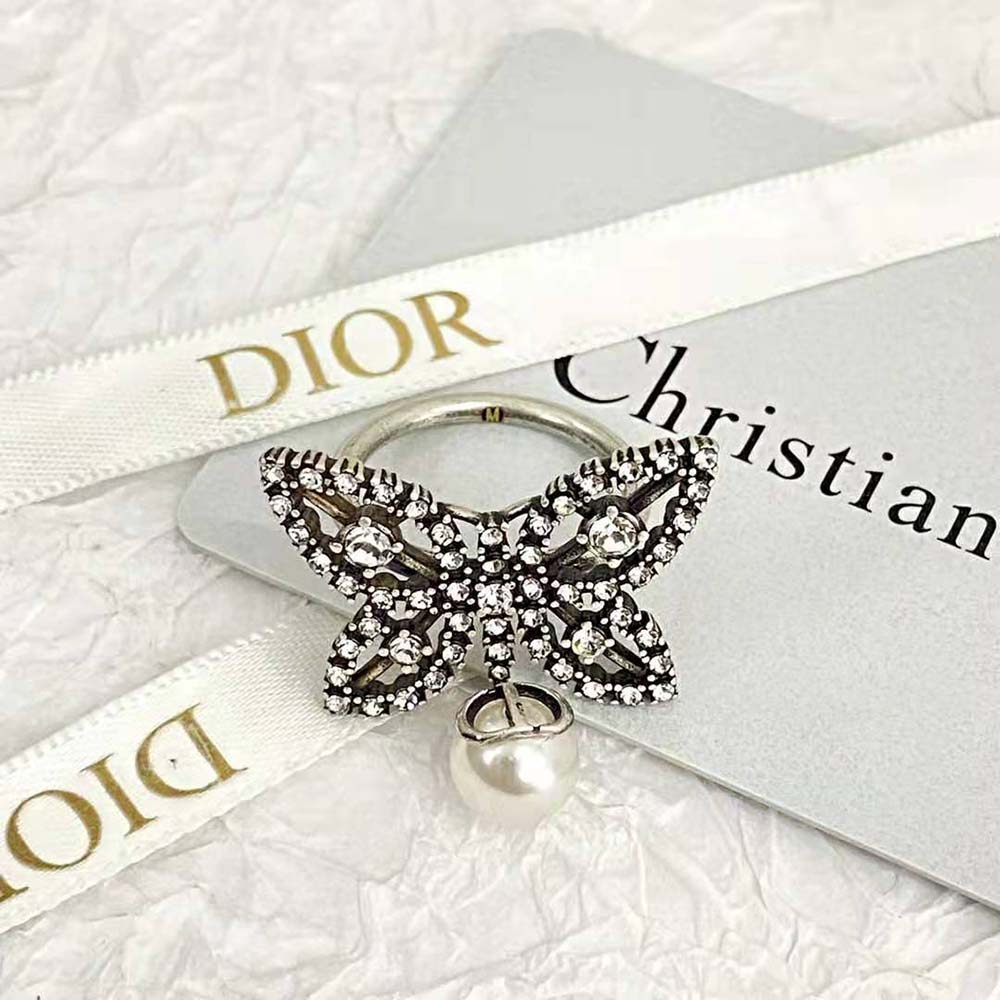Dior Women Papillon De Nuit Ring Antique Silver-Finish Metal (7)