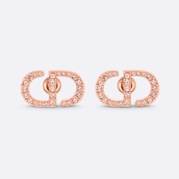 Dior Women Petit CD Studs Earrings Pink-Finish Metal and Pink Crystals (1)